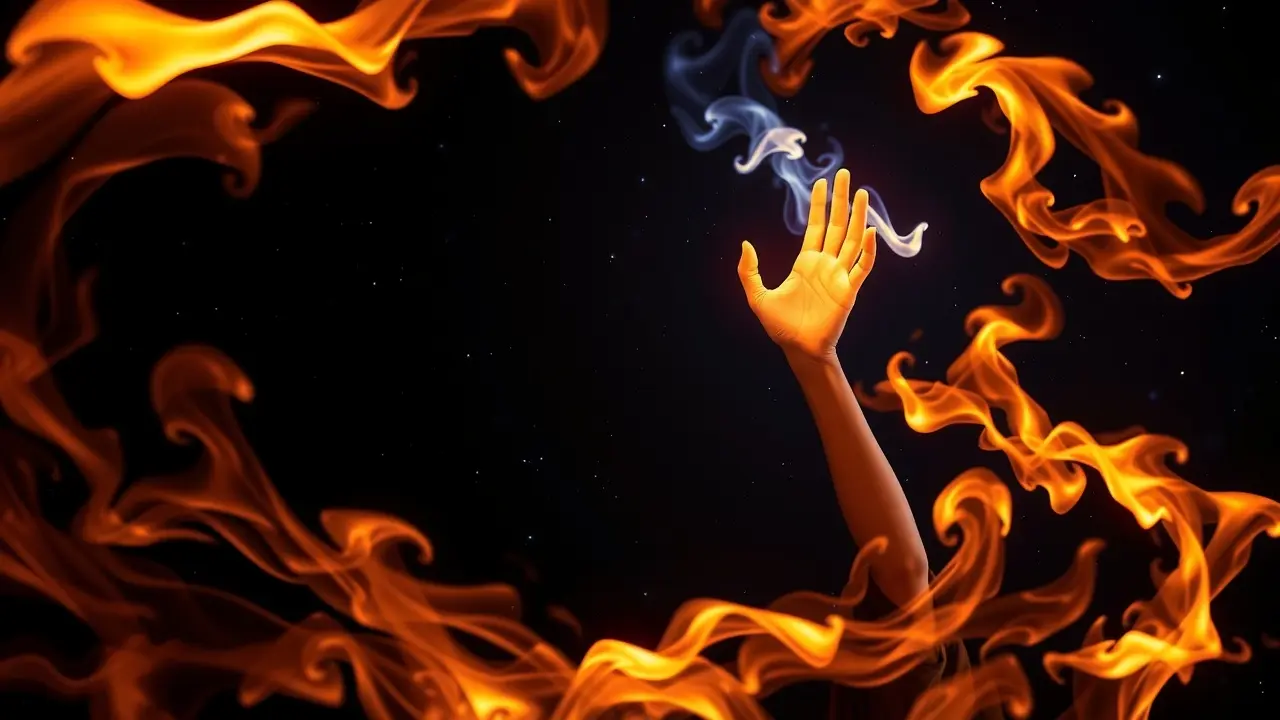 Pessoa controlando chamas em sonho