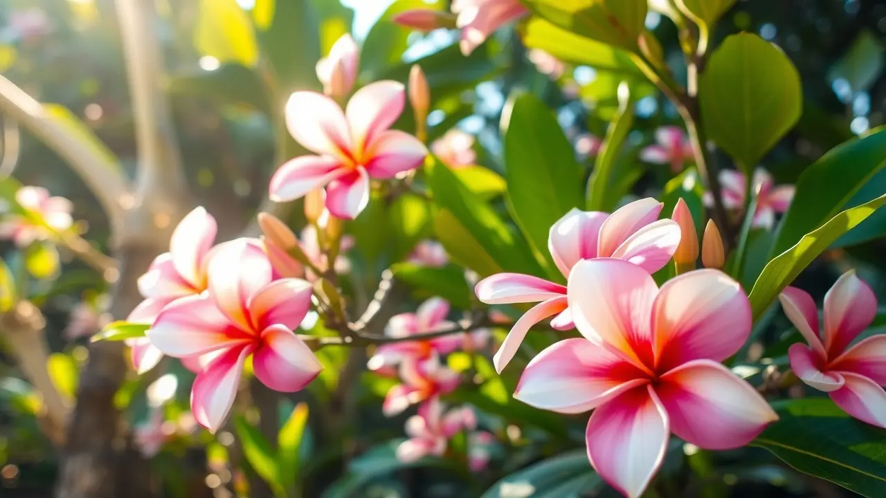 Jasmim-manga florida em jardim tropical.