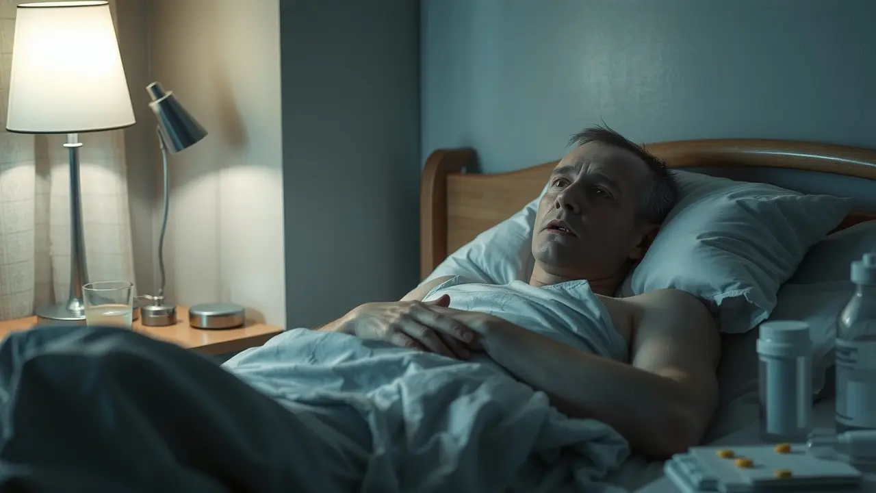 Pessoa doente de pneumonia na cama