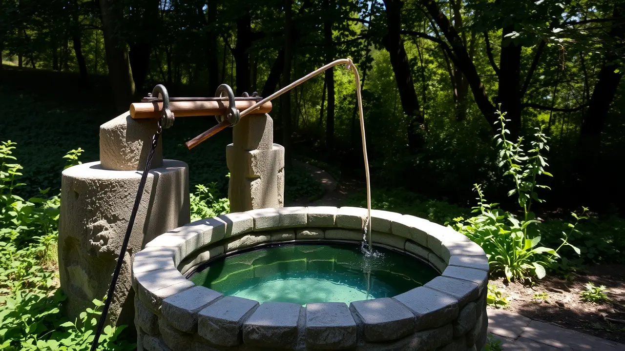 Poço artesiano com água cristalina