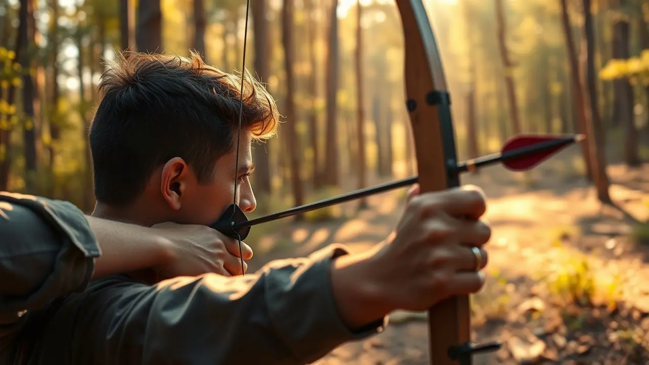 Sonhar com Pontaria: Descubra o Significado e as Mensagens Ocultas Arqueiro concentrado mirando em um alvo distante.
