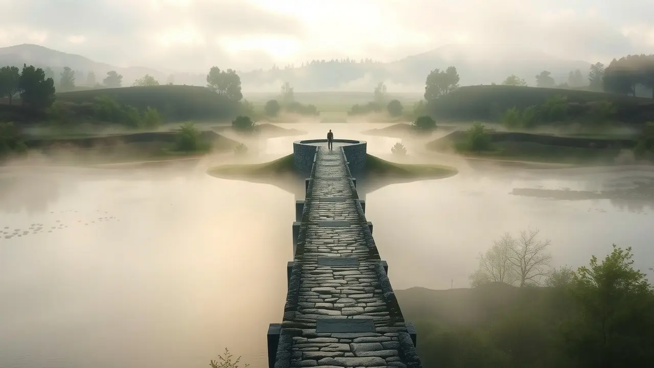 Sonhar com Ponte: Descubra os Significados e Simbolismos! Ponte de pedra sobre rio neblinado