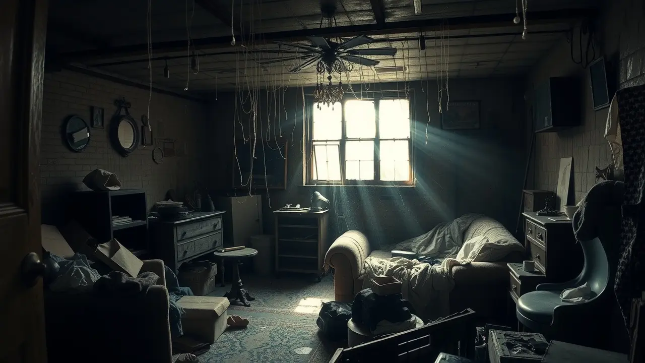 Porão escuro e empoeirado