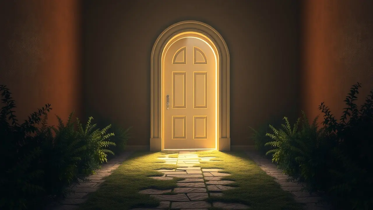 Porta luminosa simbolizando oportunidades.