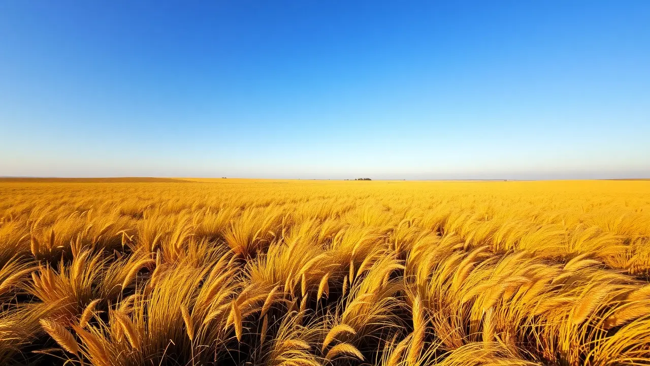 Vasta pradaria sob céu azul