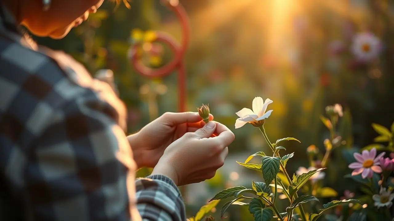O Que Significa Sonhar Com Preservação? Descubra Aqui! Pessoa cuidando de uma flor frágil, simbolizando a preservação.