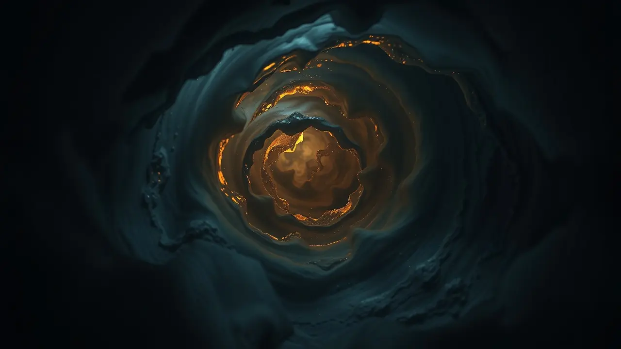 Sonhar com Prima Materia: Desvende os Mistérios da Sua Psique Vórtice de matéria escura representando a Prima Materia.