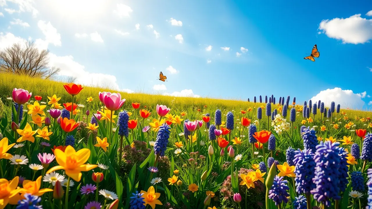 Prado florido na primavera