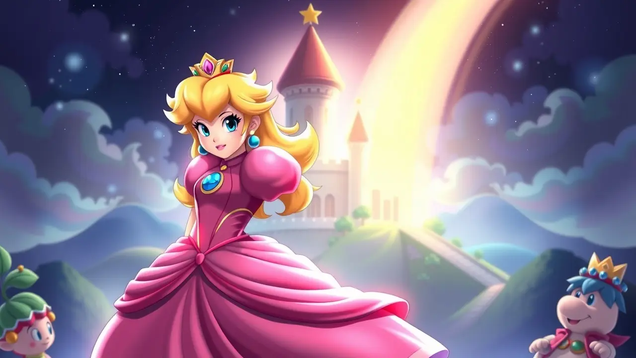 Significado de Sonhar com Princesa Peach: Desvende os Segredos do Reino dos Cogumelos! Princesa Peach em arte digital vibrante