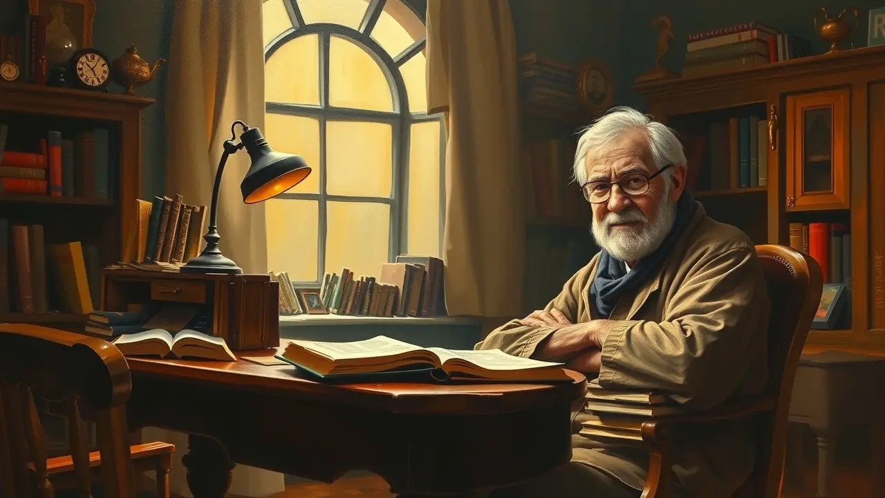 Significado de Sonhar com Professor: Decifre os Sinais! Professor sábio em seu escritório