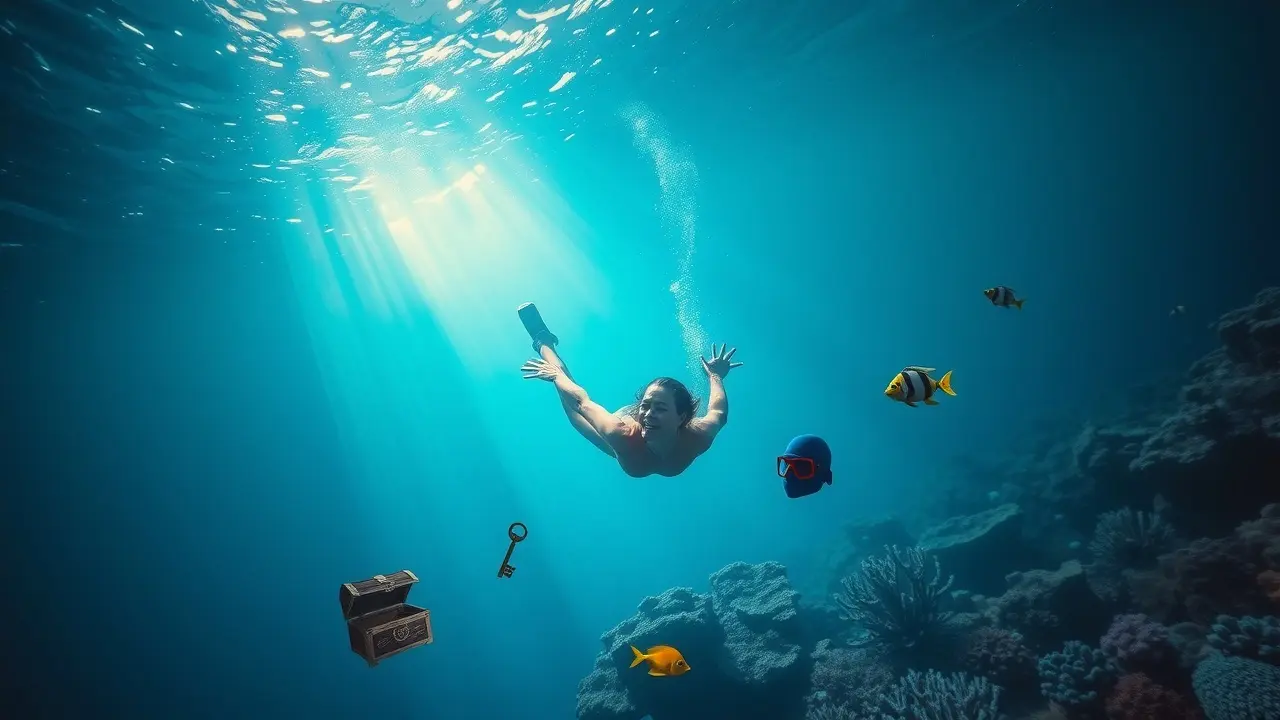 Sonhar com Profundidade: Desvende os Mistérios do Seu Subconsciente Pessoa mergulhando em oceano profundo