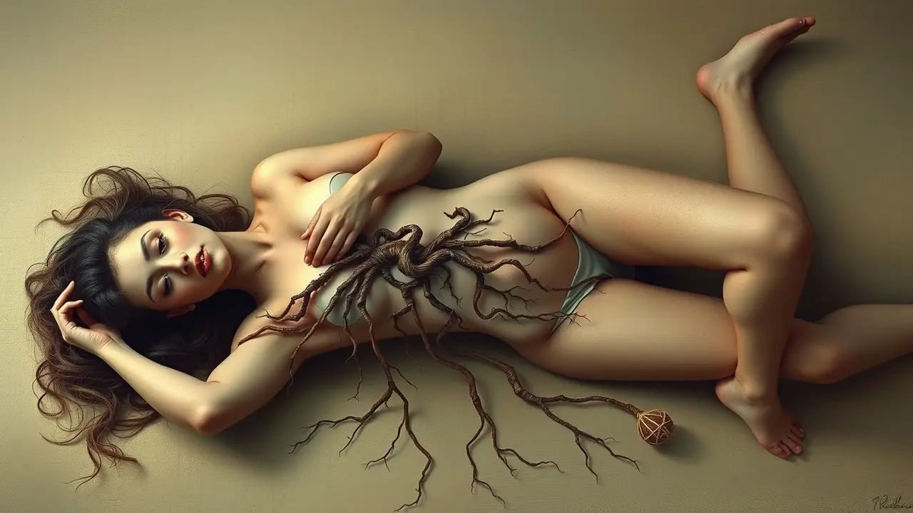 Ilustração artística de vulnerabilidade feminina.