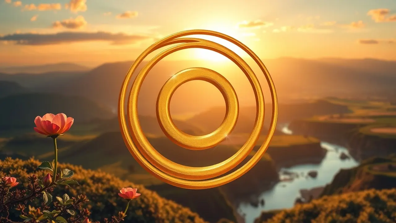 Sonhar com Proporção Áurea: Descubra o Significado Oculto Espiral dourada sobre paisagem harmoniosa representando a proporção áurea