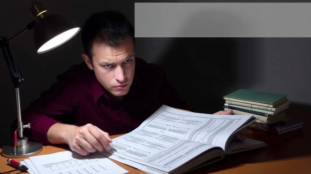 Pessoa concentrada fazendo uma prova difícil.