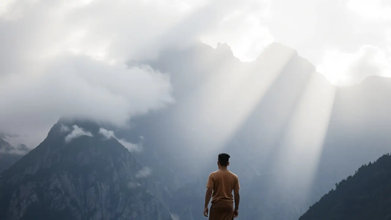 Sonhar com Provação: Descubra o Significado e Como Lidar Pessoa diante de montanhas simbolizando desafio e superação