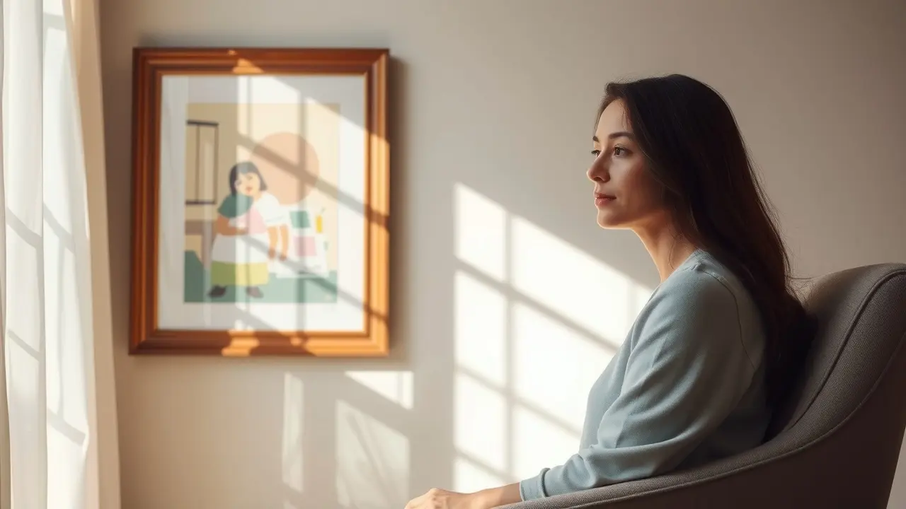 Mulher refletindo em poltrona simbolizando sonhar com psicólogo
