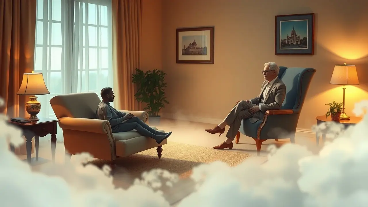 Mulher conversando com psiquiatra em sonho