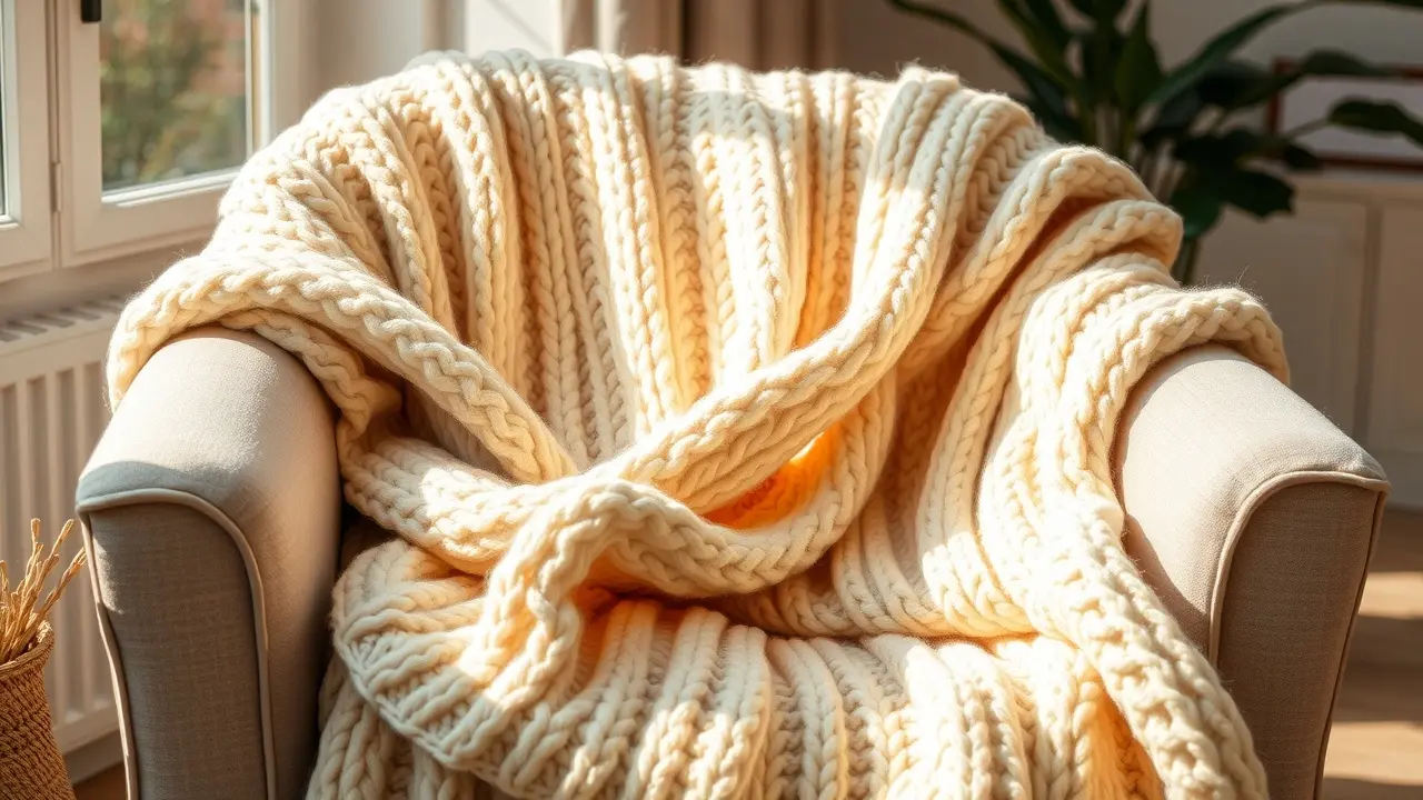 Suéter de tricô aconchegante cor creme.