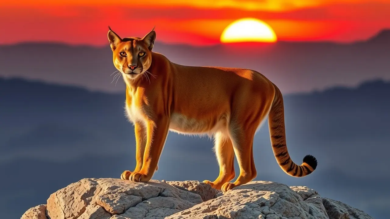Sonhar com Puma: Descubra os Significados e Simbolismos Ocultos Puma selvagem sob o sol poente.