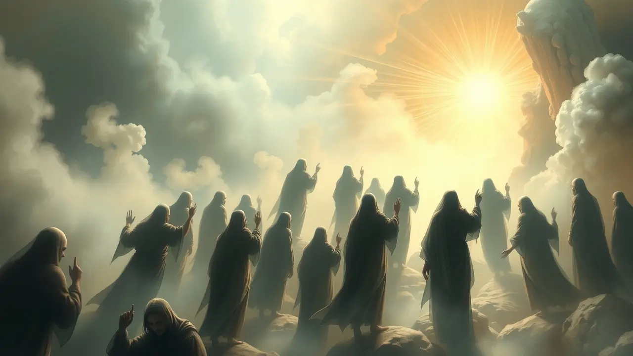 Almas em busca de luz no purgatório.