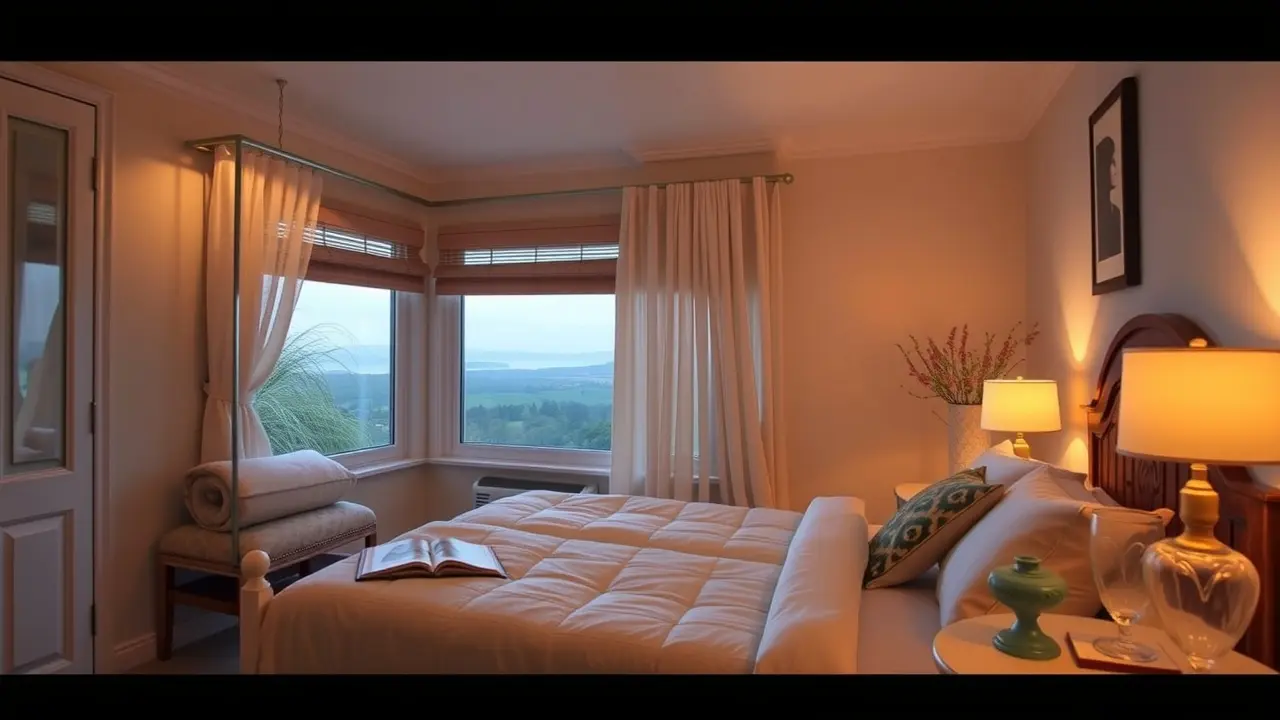 Sonhar com Quarto: Descubra os Significados e Interpretações Quarto aconchegante com iluminação suave e cama convidativa.