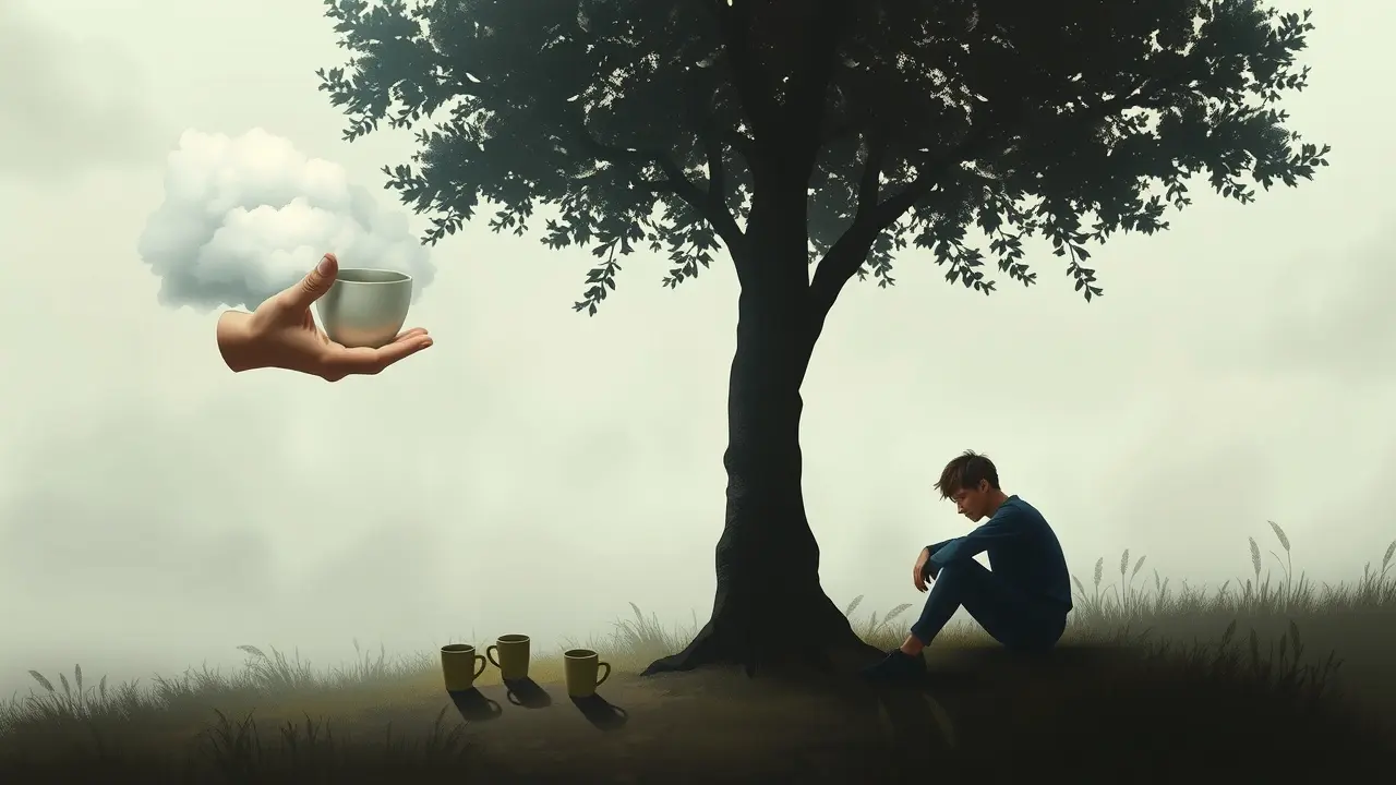 Significado de Sonhar com Quatro de Copas: Amor, Estabilidade e Emoções Homem ignorando copas em sonho com Quatro de Copas