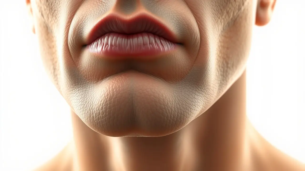 Ilustração detalhada de um queixo humano.