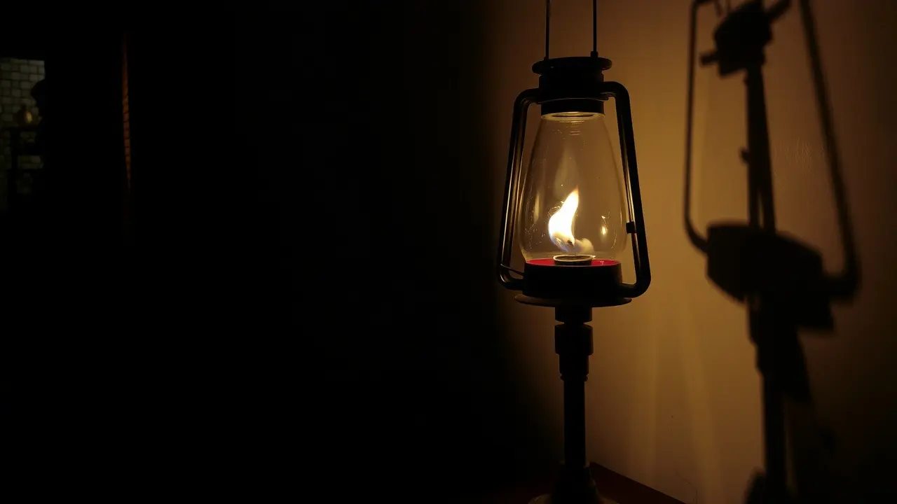 Lâmpada de querosene acesa