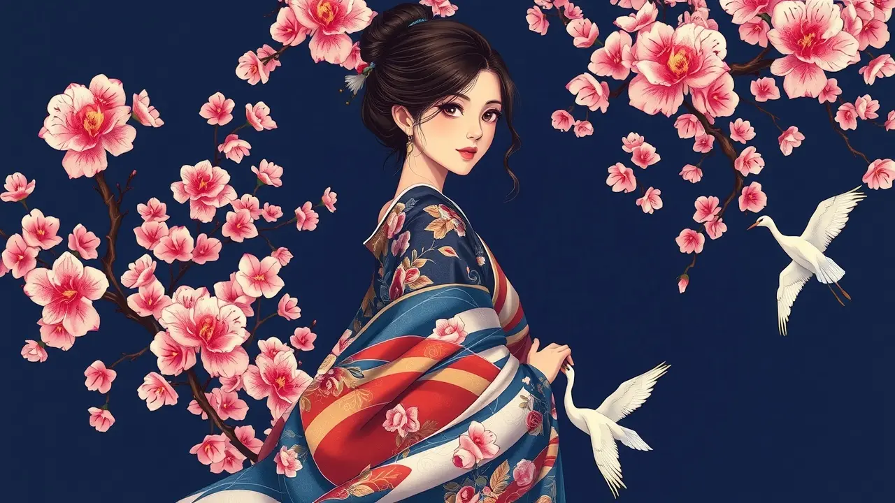 Sonhar com Quimono: Descubra os Significados Ocultos Mulher vestindo um elegante quimono com padrões florais.