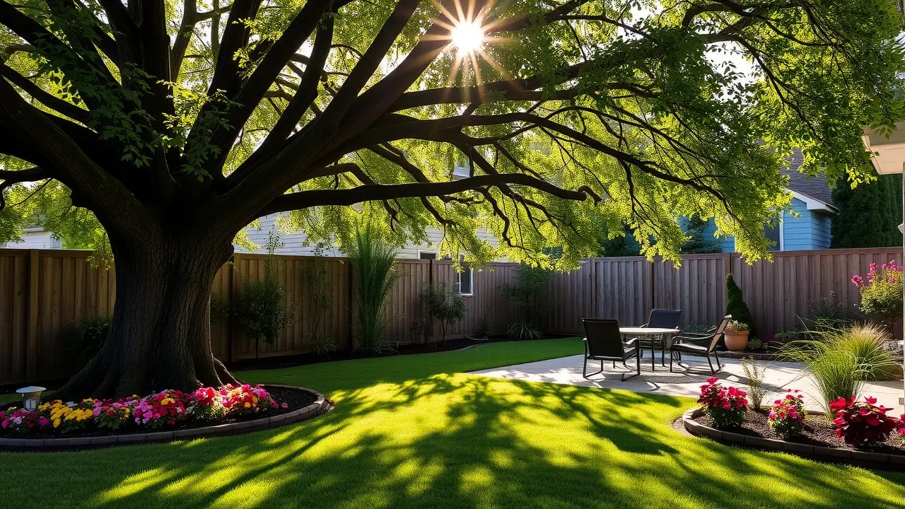 Quintal florido e ensolarado