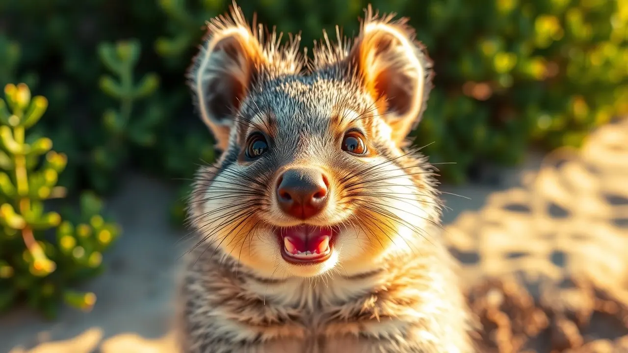 Quokka sorrindo em Rottnest Island
