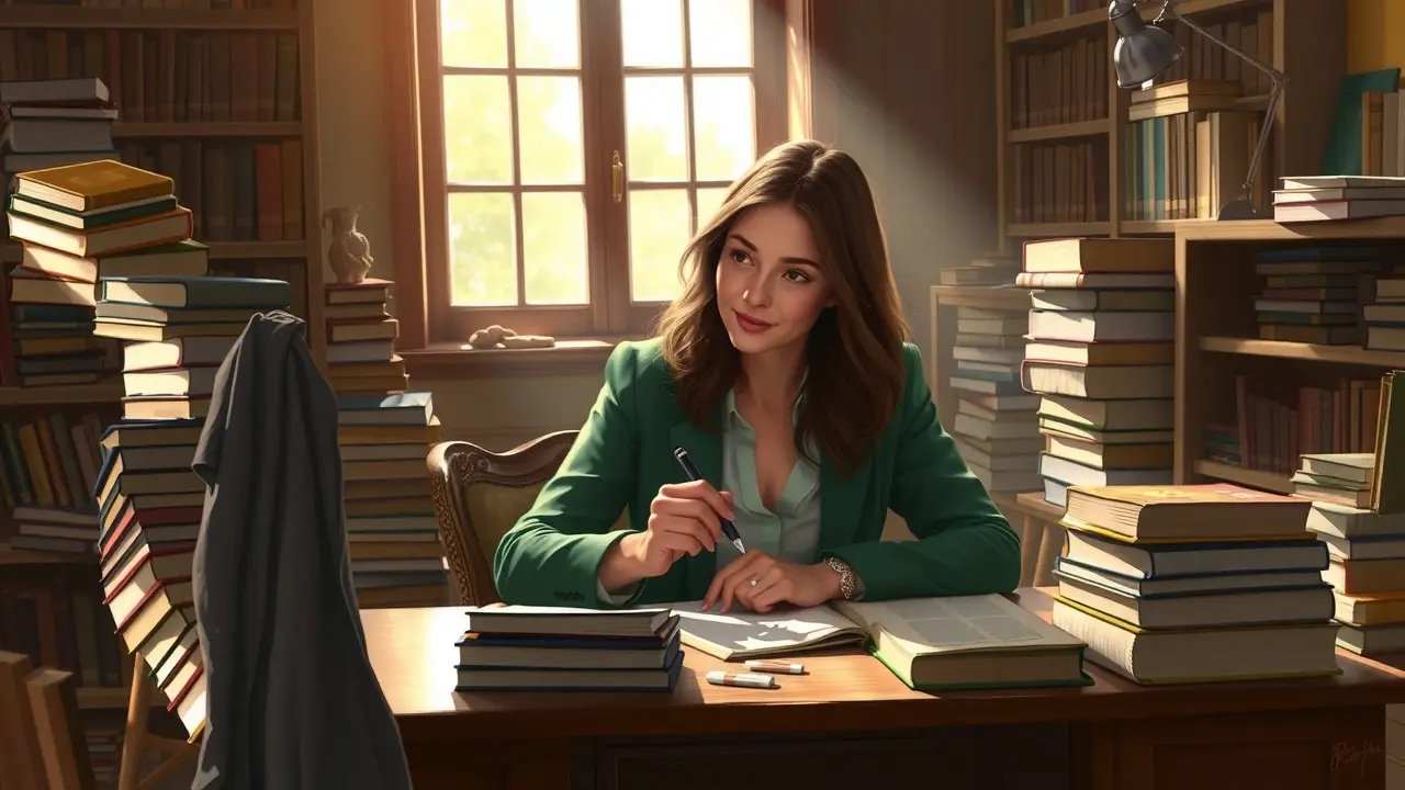 Rachel de Queiroz escrevendo em sua mesa