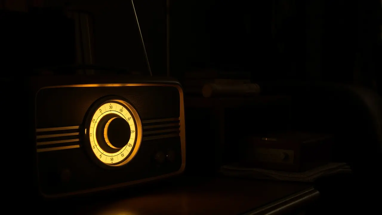 Rádio antigo emitindo luz suave