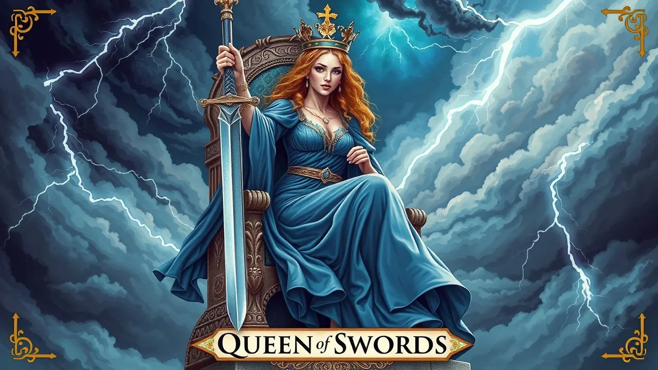 Sonhar com Rainha de Espadas: Desvende os Significados Ocultos Ilustração da carta Rainha de Espadas do Tarot