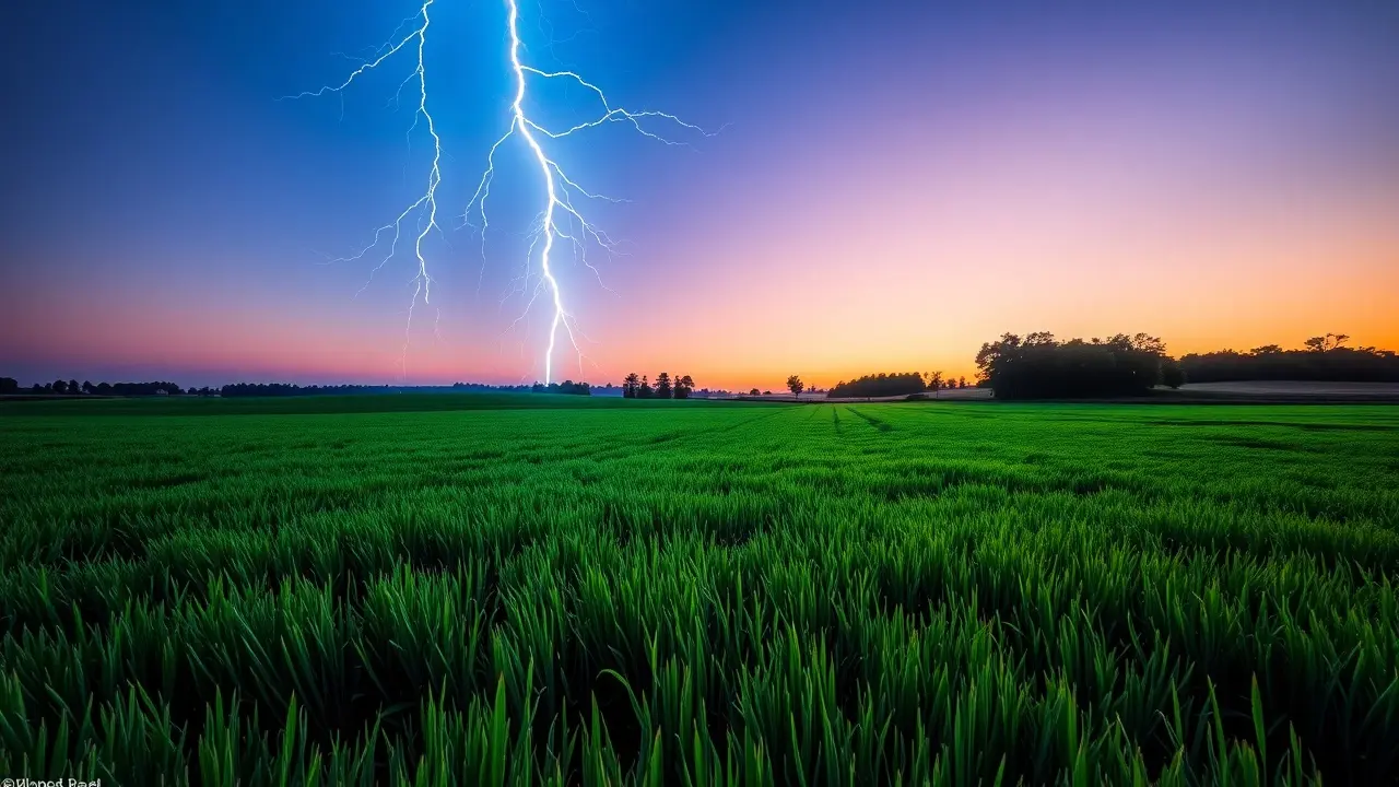 Sonhar com Raio Azul: Significado, Interpretações e Simbolismo Raio azul caindo em campo verde