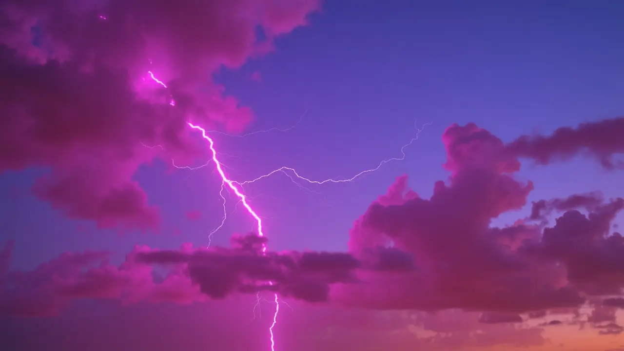 Raio rosa caindo do céu