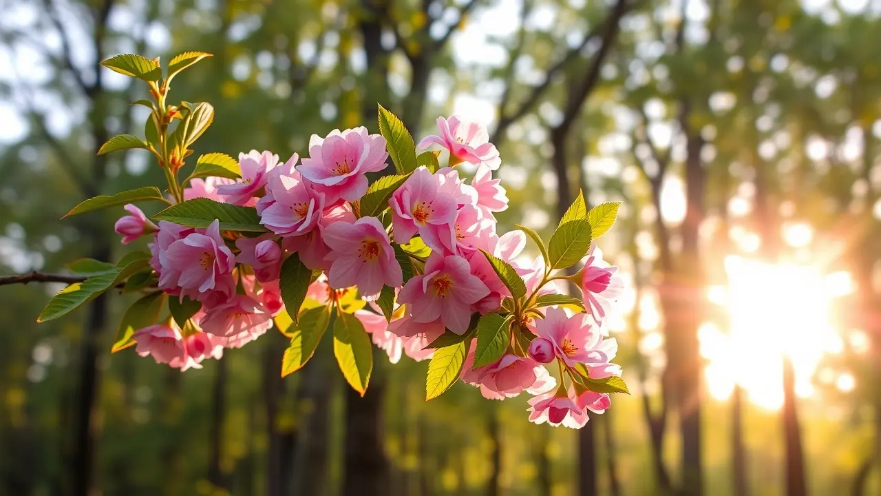 Ramo verde com flores rosas, simbolizando esperança.