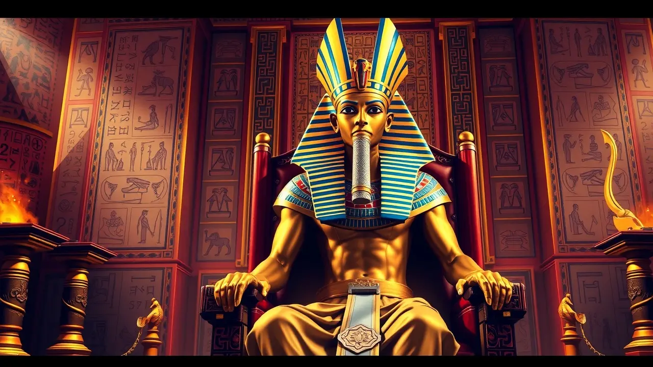 Ramsés II no trono, arte digital.