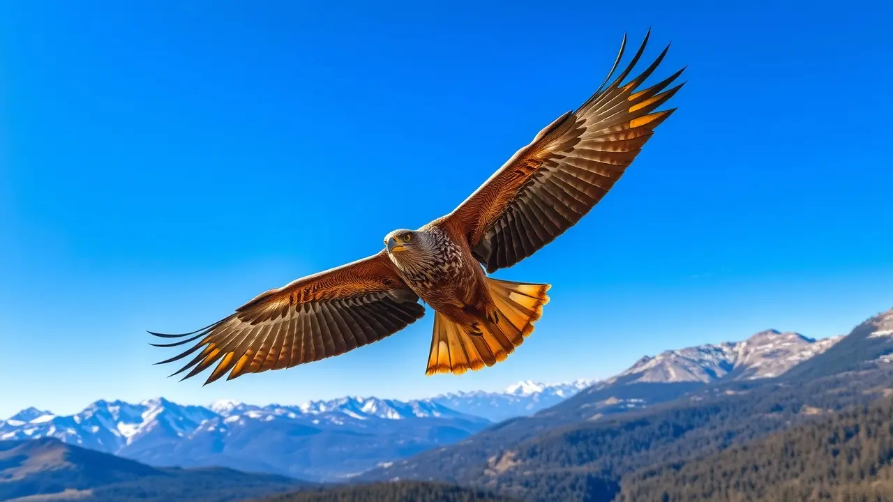 Águia voando em céu azul