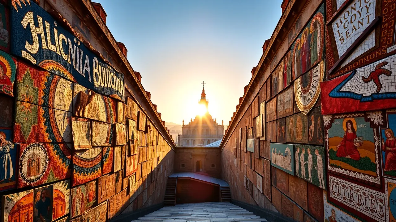 Sonhar com Ravenna: Descubra o Significado Oculto Mosaicos bizantinos em Ravenna ao pôr do sol
