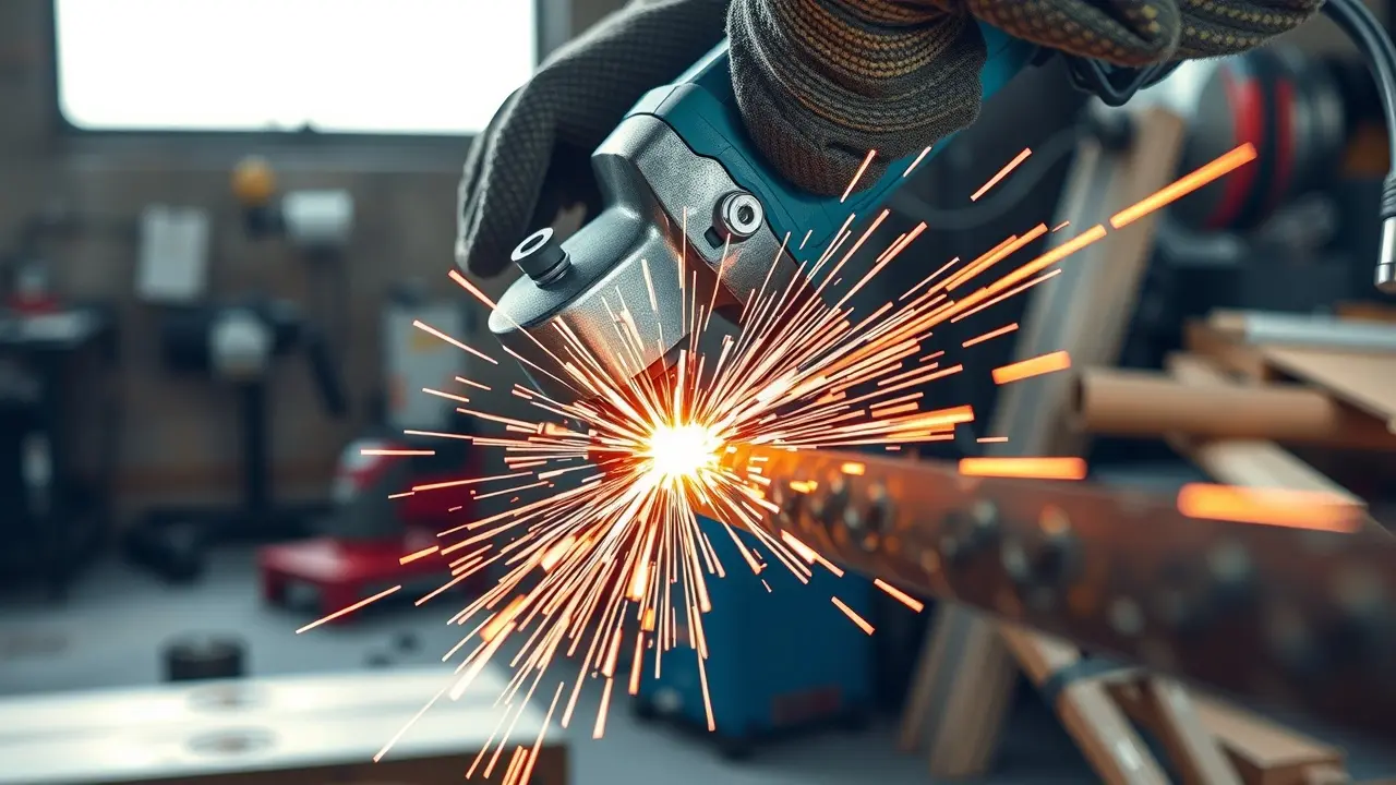 Rebarbadora cortando metal