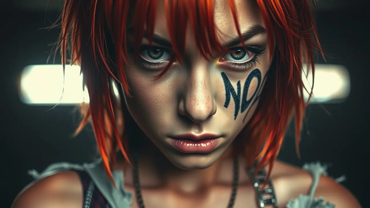 Sonhar com Rebeldia: Desvende os Significados Ocultos Pessoa com olhar rebelde e arte no rosto.