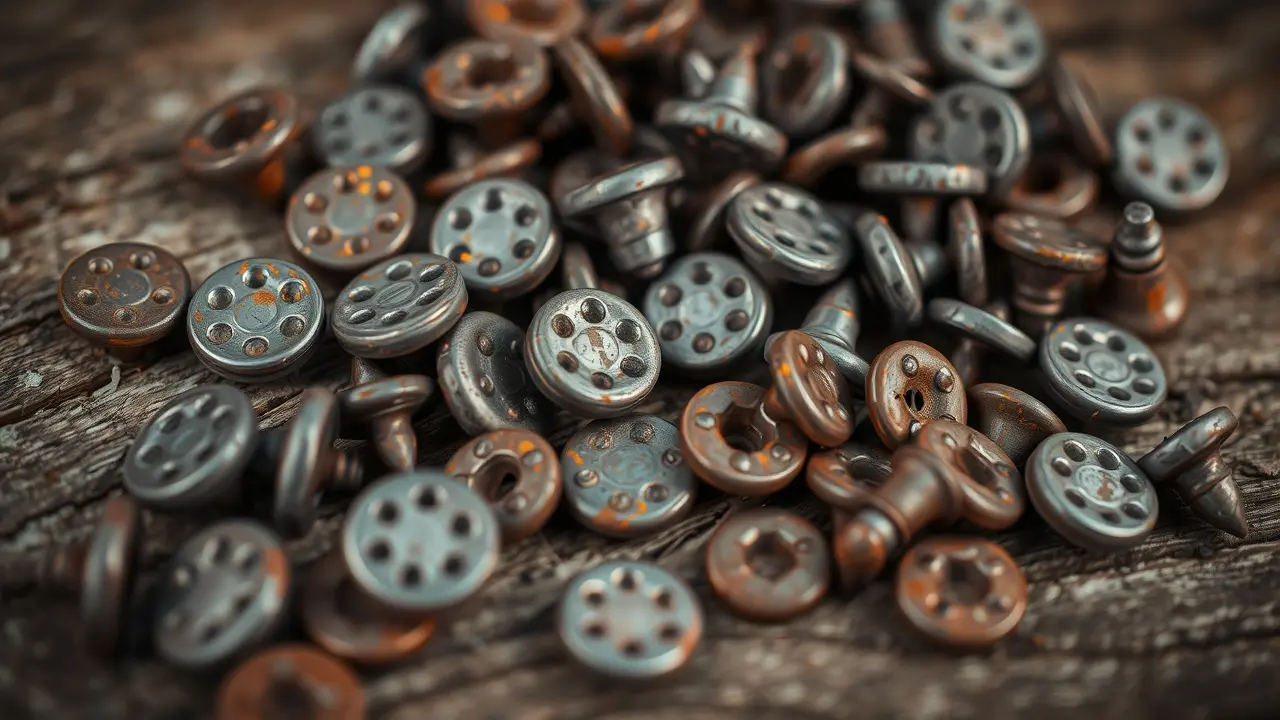 Rebites enferrujados simbolizando conexão e resistência.