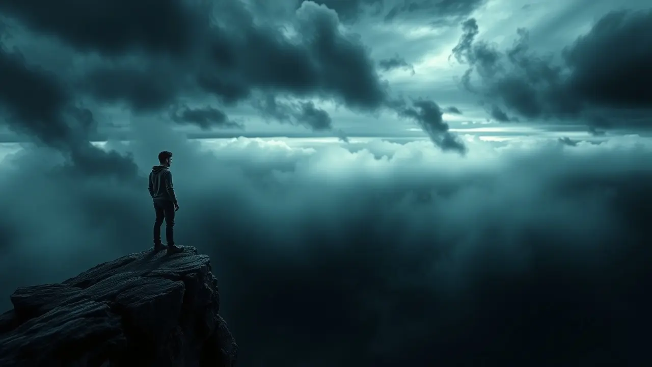 Pessoa à beira do abismo, lutando contra a recaída.