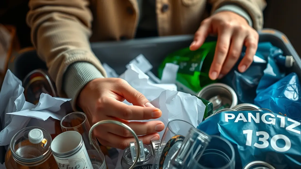 Pessoa separando lixo para reciclagem.