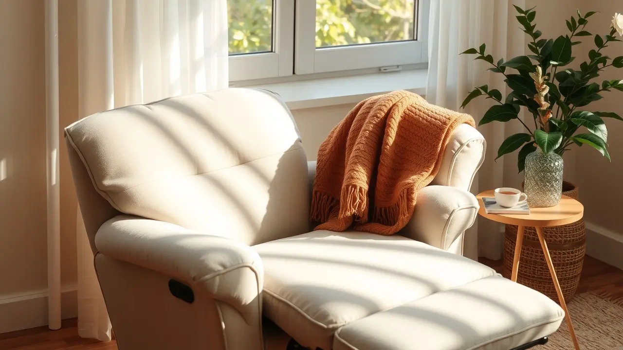 Poltrona reclinável confortável em sala de estar.