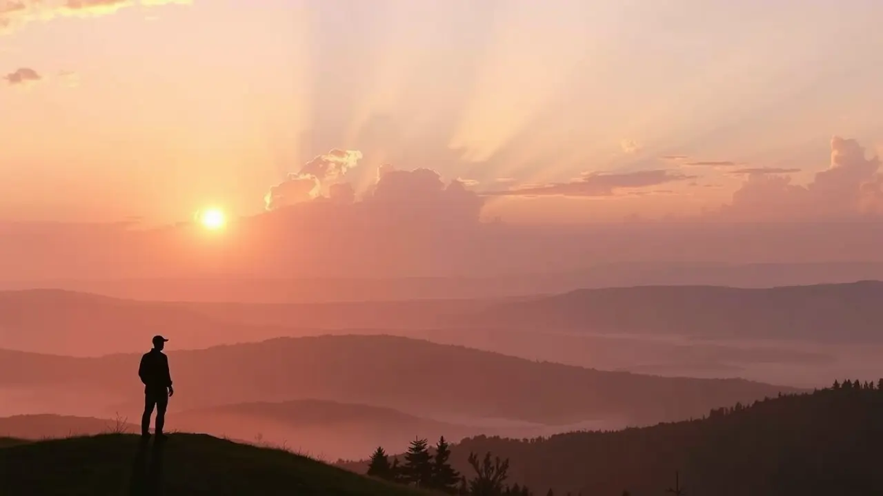 Sonhar com Redenção: Descubra o Significado e a Esperança! Homem contemplando o nascer do sol, simbolizando redenção.