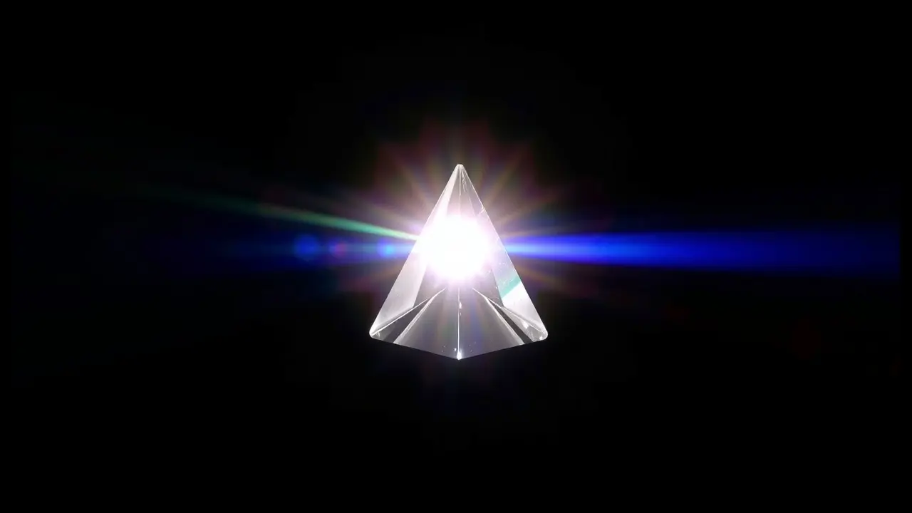 Sonhar com Refração: Desvende os Significados Ocultos Prisma refratando luz em espectro colorido.