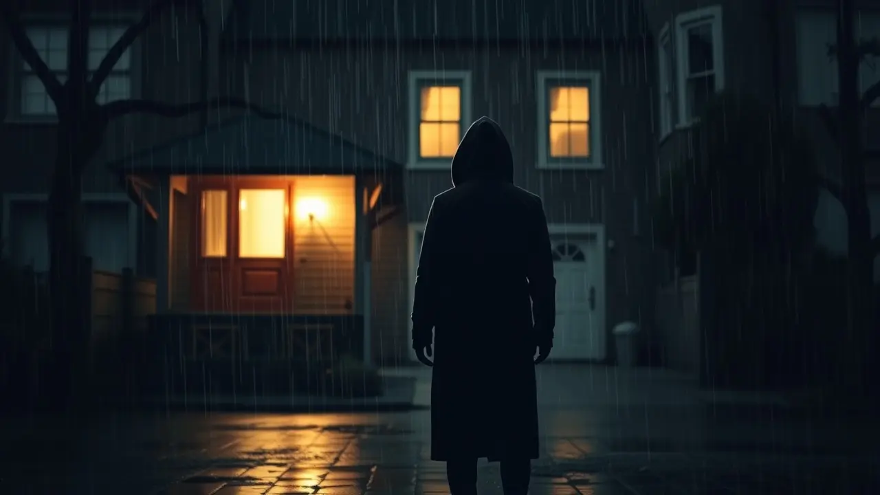 Pessoa solitária na chuva, simbolizando rejeição.