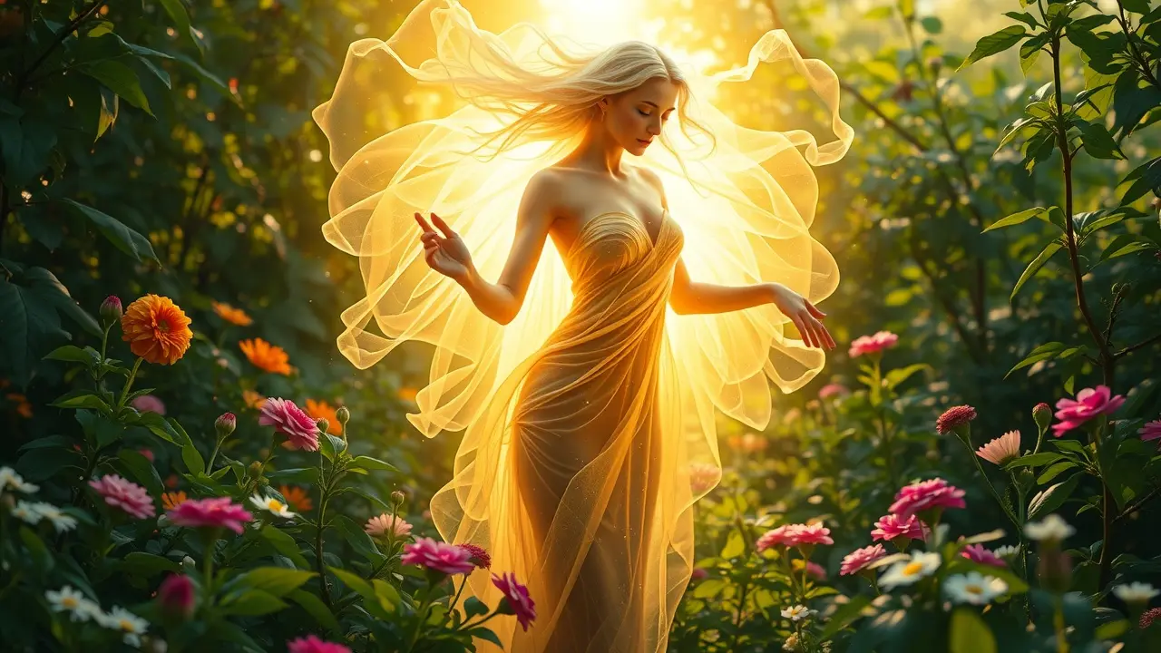 Significado de Sonhar com Rejuvenescimento: Desvende os Segredos! Pessoa rejuvenescendo em um jardim luminoso